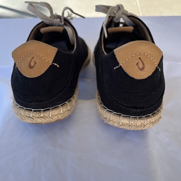 Olukai Kaula Pa’a Li Espadrille NWT Black Canvas Lace-Up Flats Sneakers Size 9.5 - Picture 5 of 10